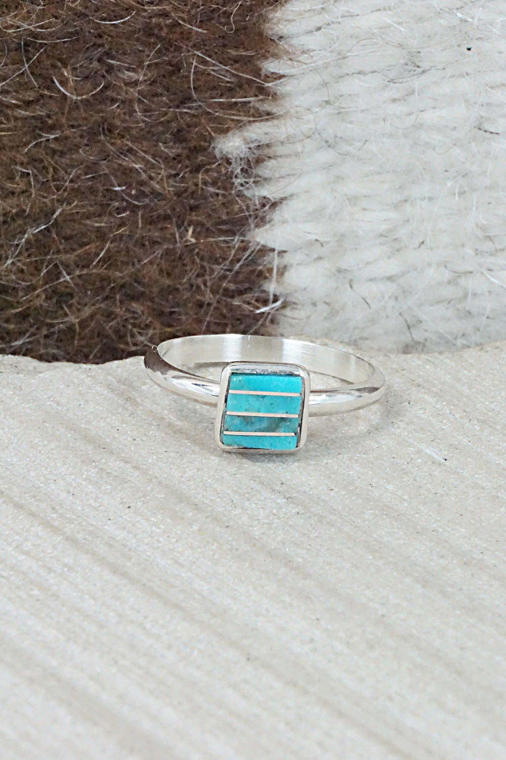 Turquoise & Sterling Silver Ring - Janelle Shebola - Size 7