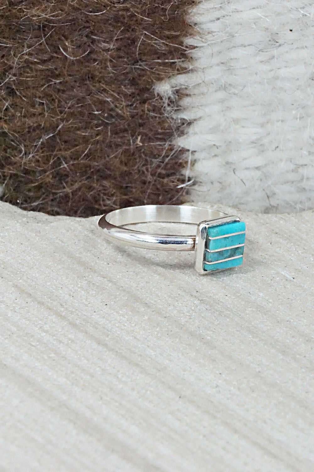 Turquoise & Sterling Silver Ring - Janelle Shebola - Size 7