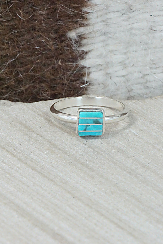 Turquoise & Sterling Silver Ring - Janelle Shebola - Size 8
