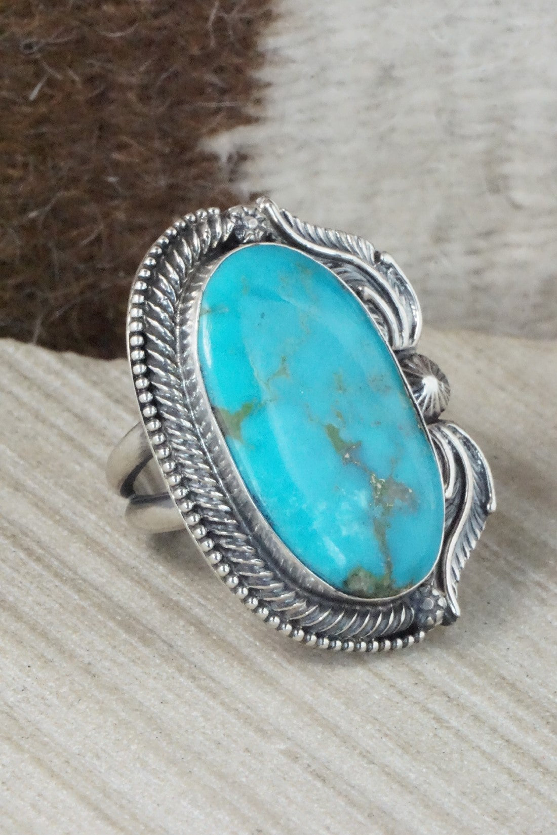 Turquoise & Sterling Silver Ring - Readda Begay - Size 8.5