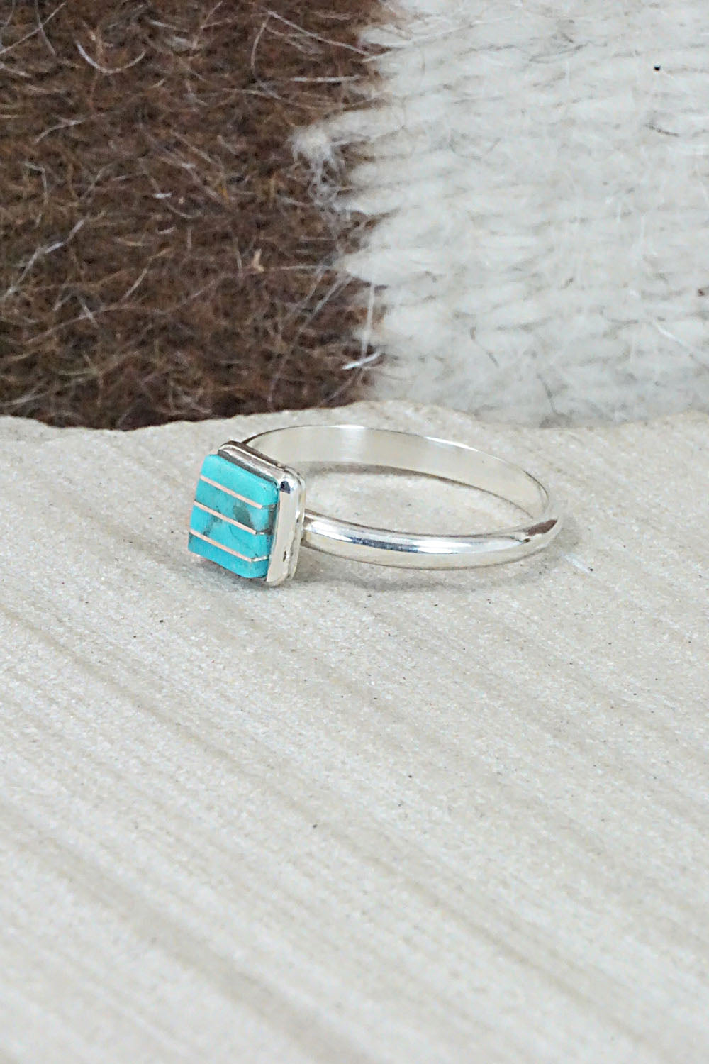 Turquoise & Sterling Silver Ring - Janelle Shebola - Size 8