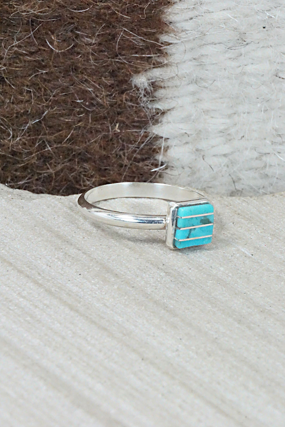 Turquoise & Sterling Silver Ring - Janelle Shebola - Size 8