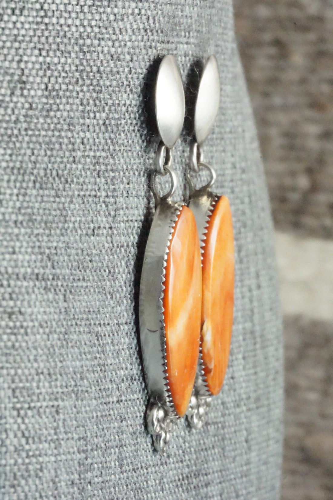 Spiny Oyster & Sterling Silver Earrings - Selina Warner