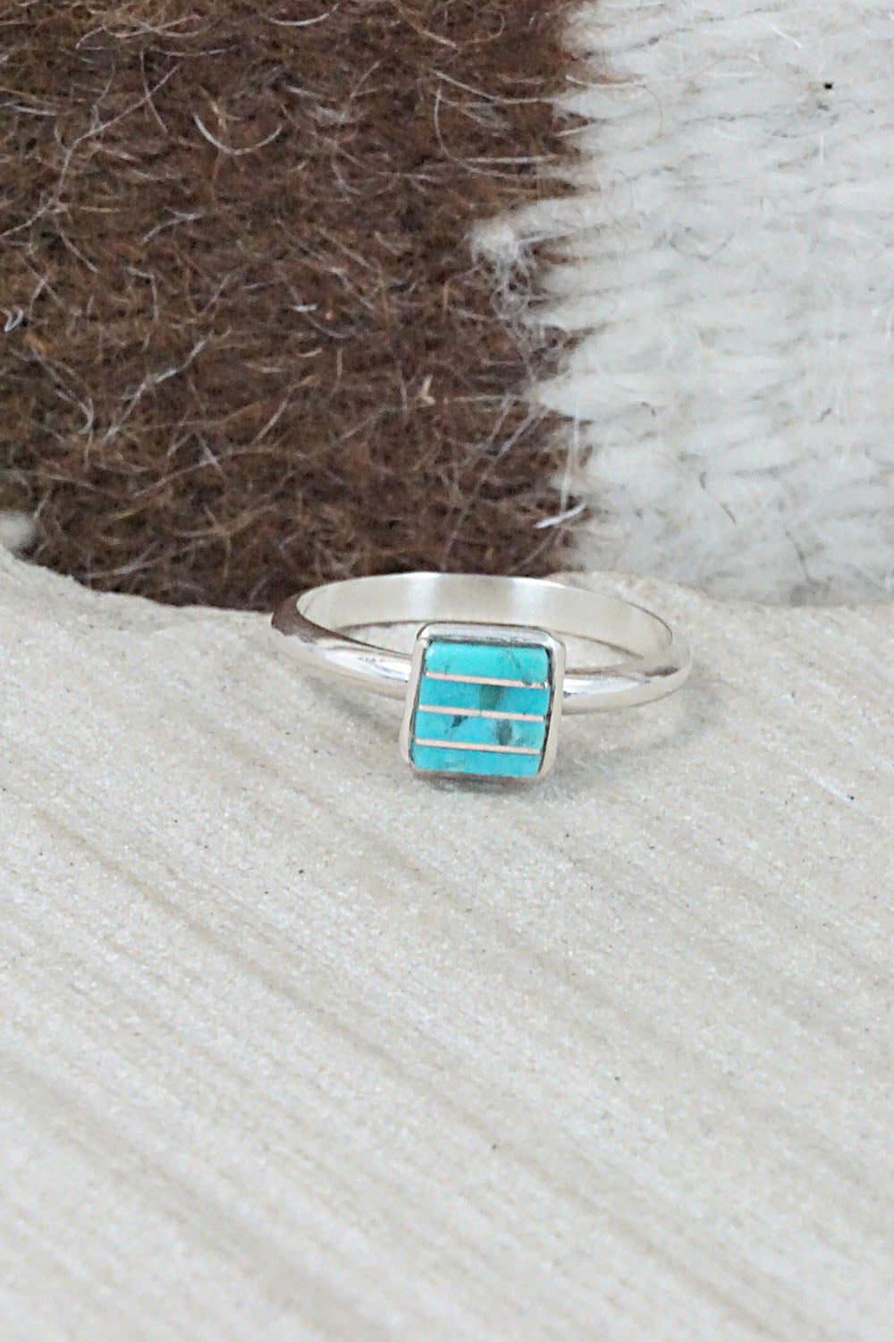 Turquoise & Sterling Silver Ring - Janelle Shebola - Size 7