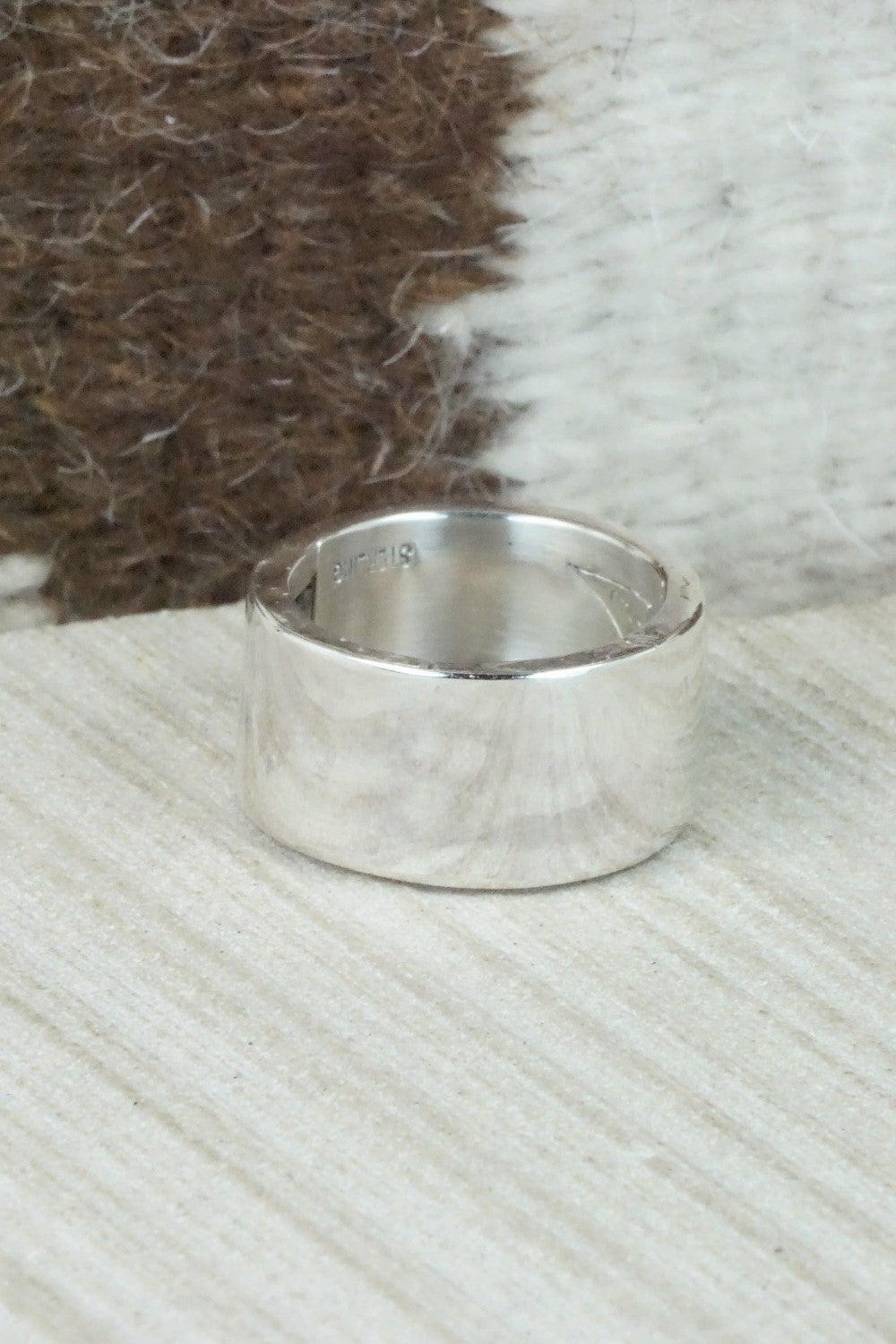 Turquoise & Sterling Silver Inlay Ring - Bruce Johnson - Size 9.5