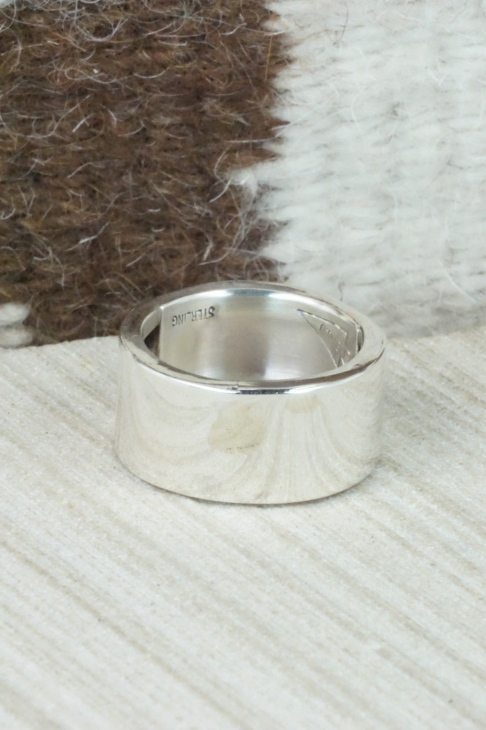 Turquoise & Sterling Silver Inlay Ring - Bruce Johnson - Size 11.5
