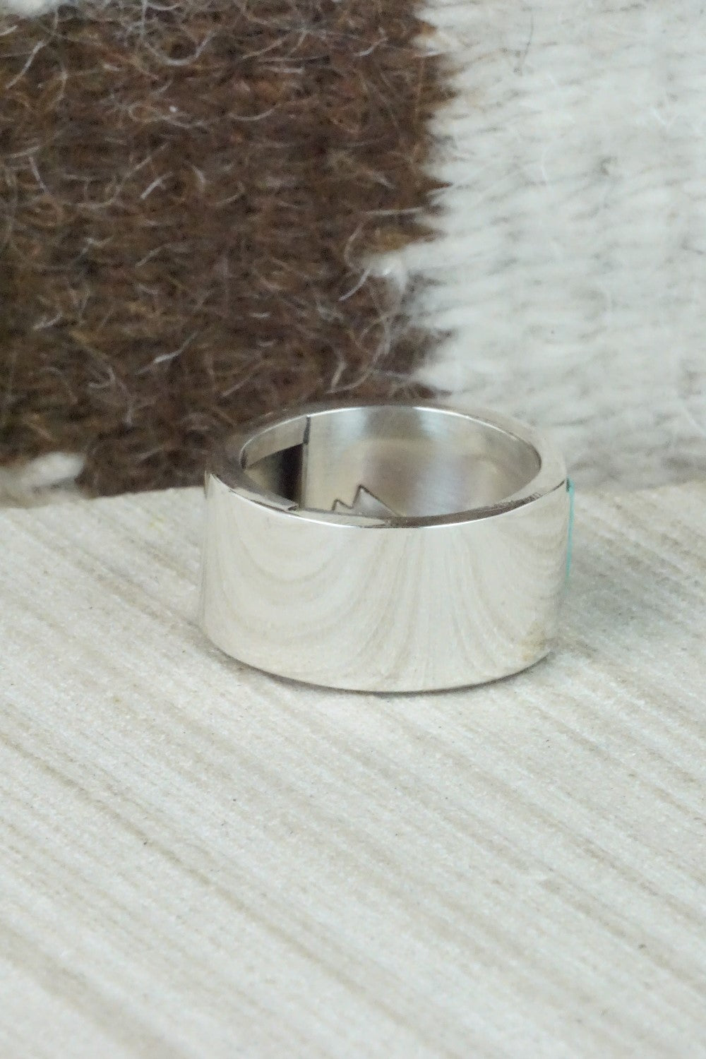 Turquoise & Sterling Silver Inlay Ring - Bruce Johnson - Size 10