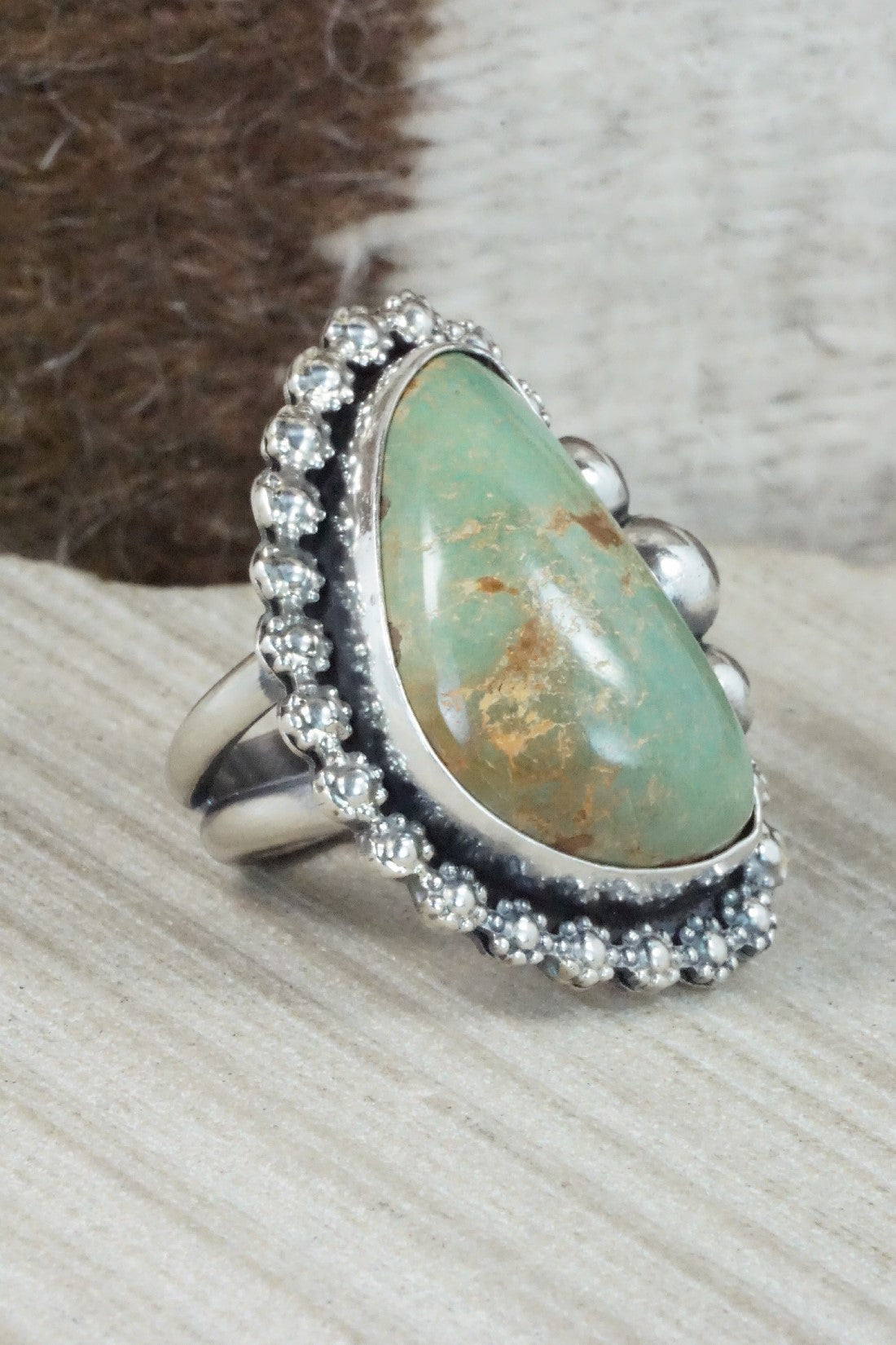 Turquoise & Sterling Silver Ring - Readda Begay - Size 8