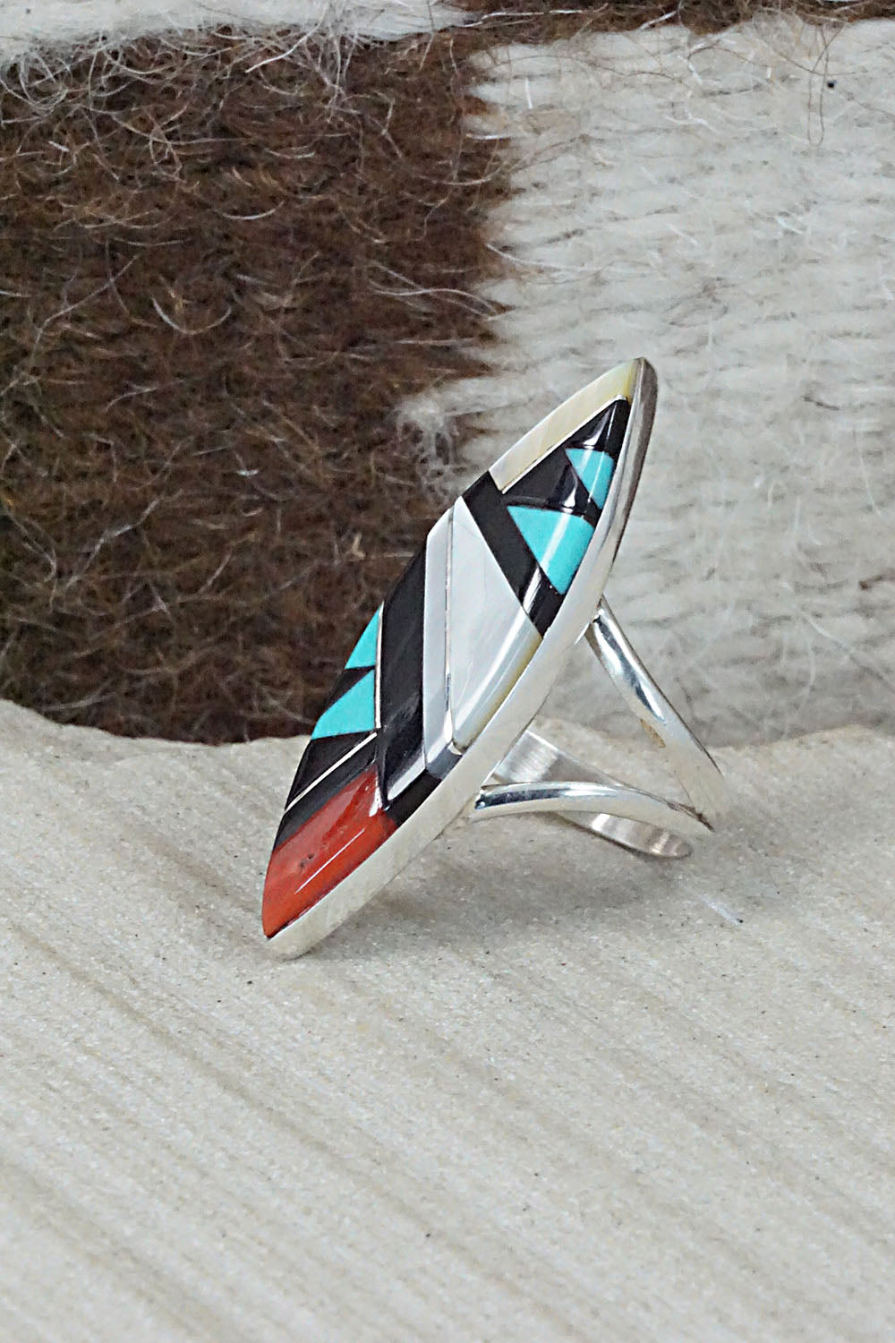 Multi Stone & Sterling Silver Ring - Cleo Kallestewa - Size 6.5