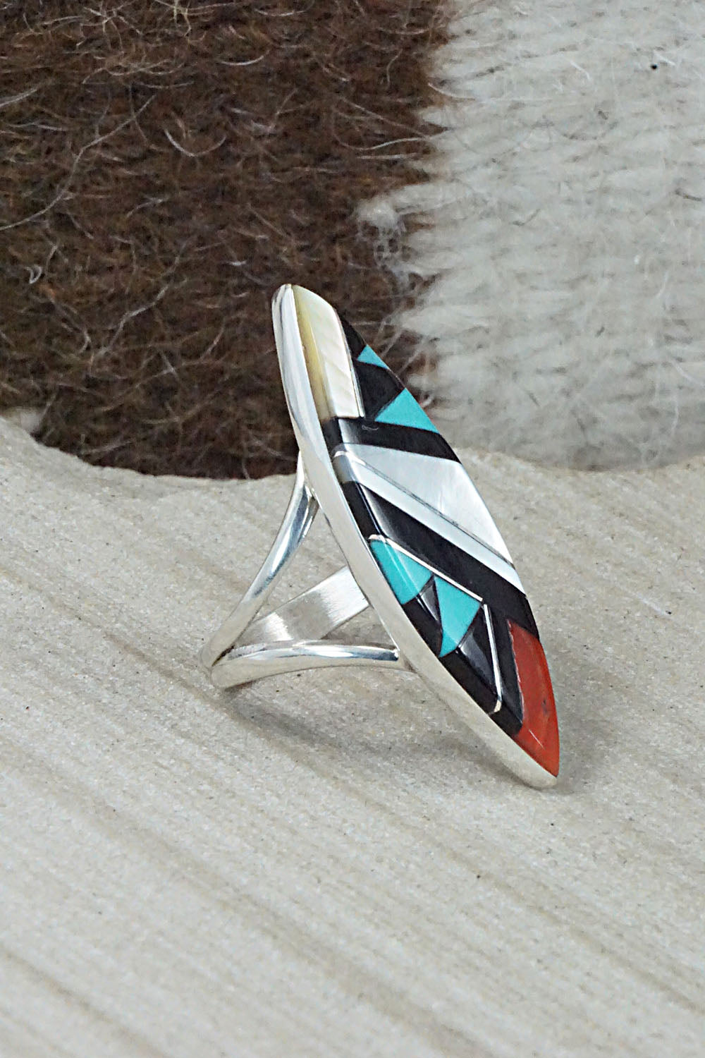 Multi Stone & Sterling Silver Ring - Cleo Kallestewa - Size 6.5