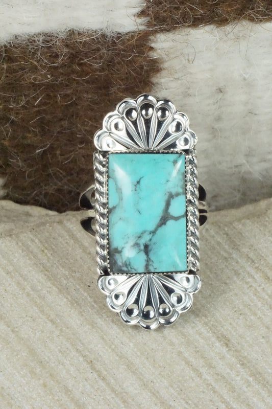 Turquoise & Sterling Silver Ring - Sheena Jack - Size 8