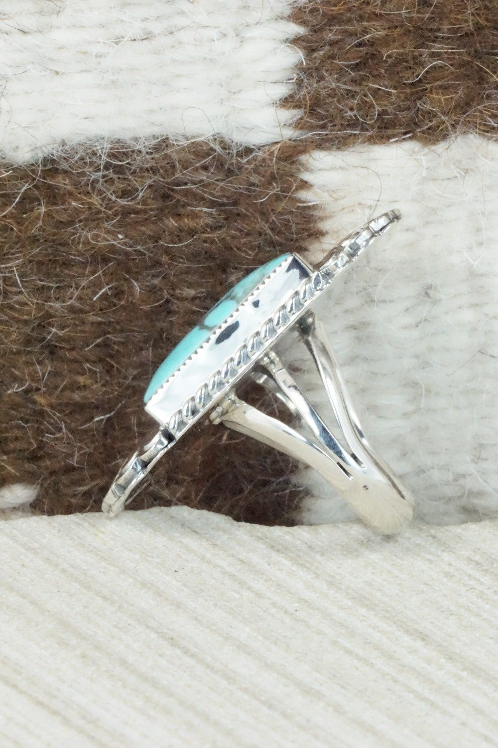 Turquoise & Sterling Silver Ring - Sheena Jack - Size 8