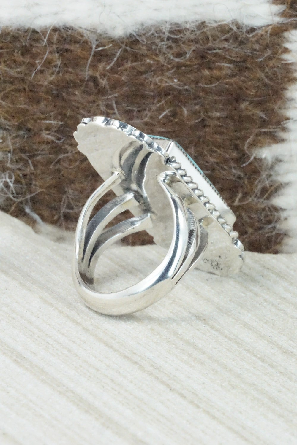 Turquoise & Sterling Silver Ring - Sheena Jack - Size 8