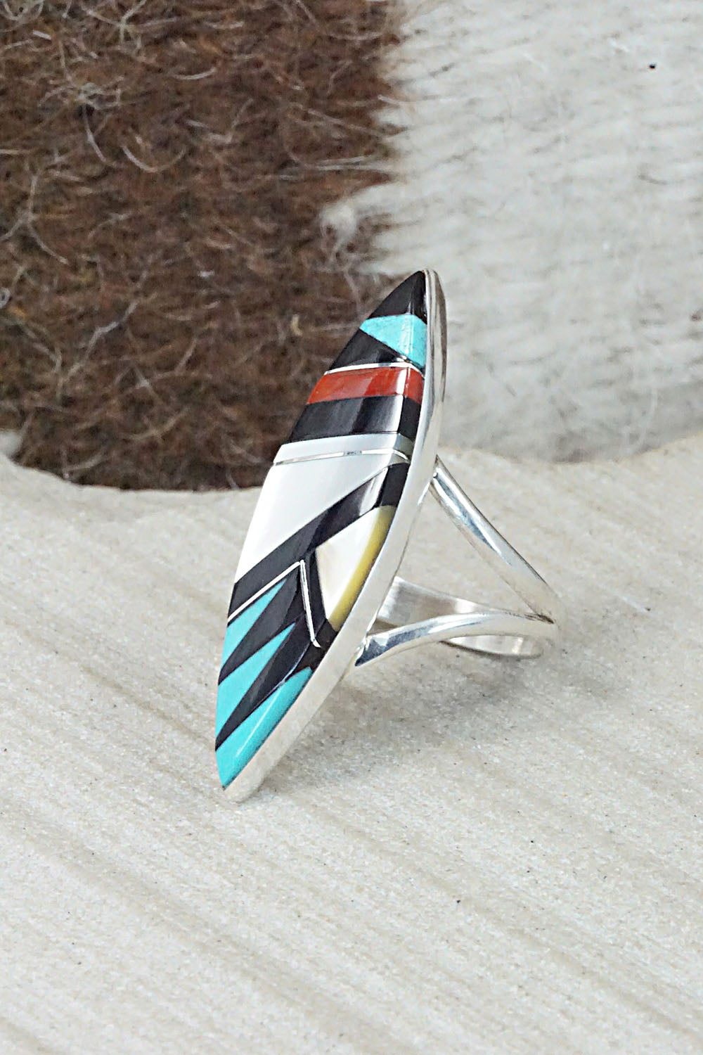 Multi Stone & Sterling Silver Ring - Cleo Kallestewa - Size 8