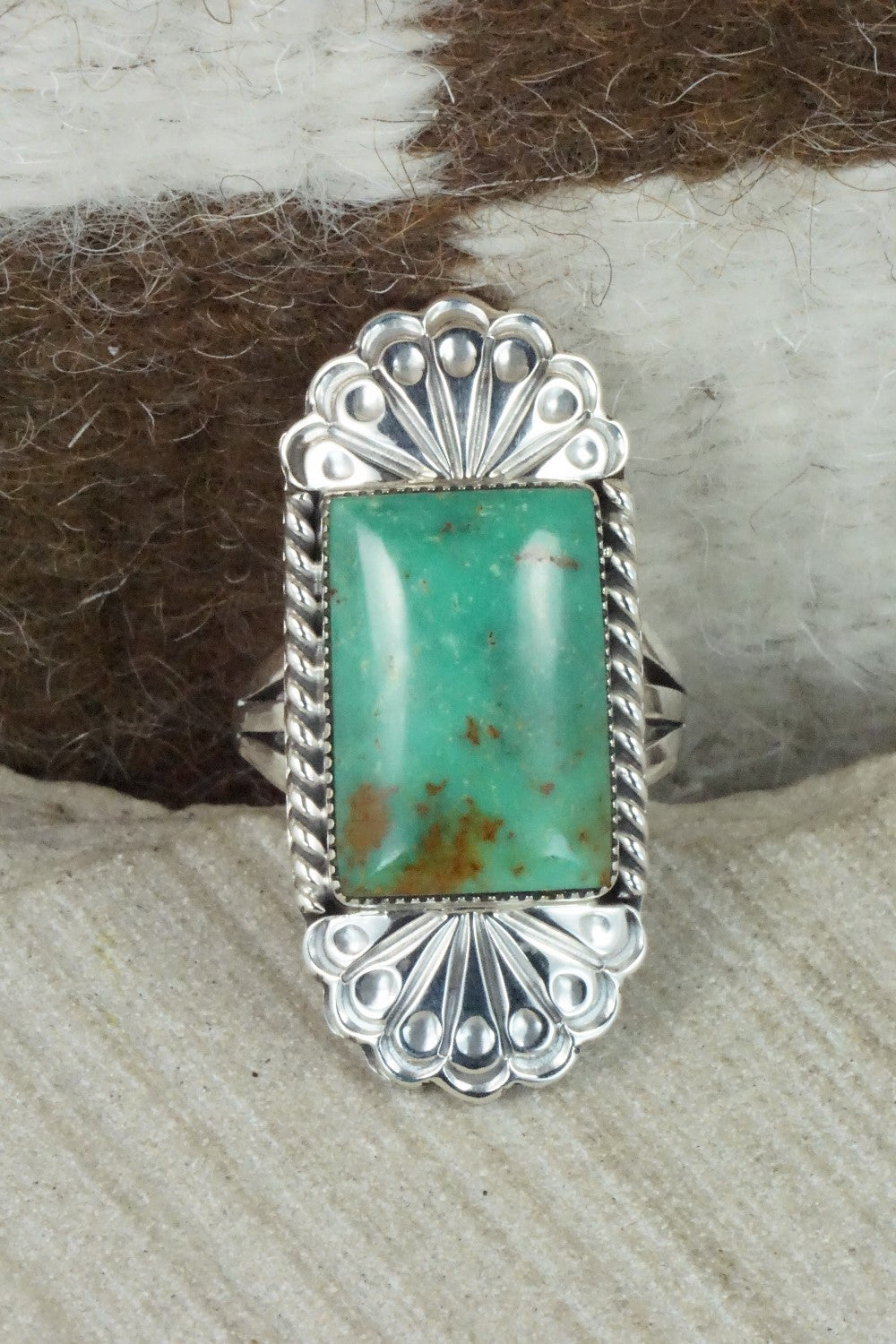 Turquoise & Sterling Silver Ring - Sheena Jack - Size 9