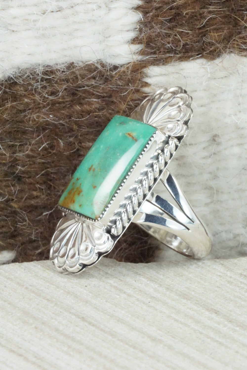 Turquoise & Sterling Silver Ring - Sheena Jack - Size 9