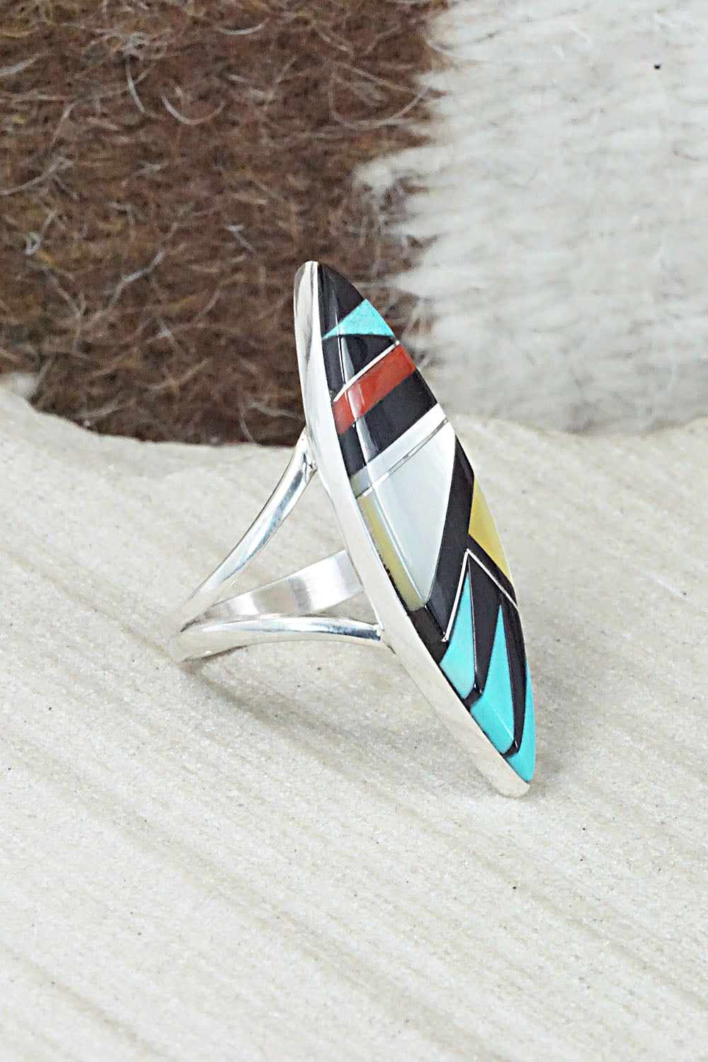 Multi Stone & Sterling Silver Ring - Cleo Kallestewa - Size 8