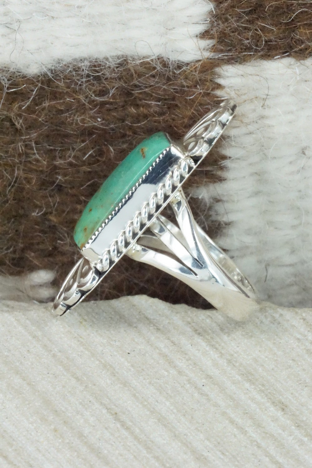 Turquoise & Sterling Silver Ring - Sheena Jack - Size 9
