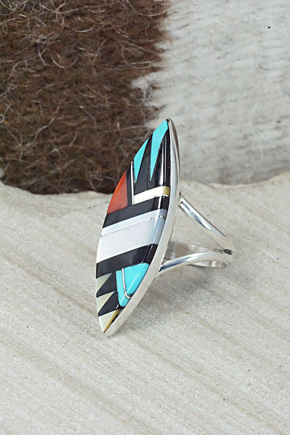 Multi Stone & Sterling Silver Ring - Cleo Kallestewa - Size 8
