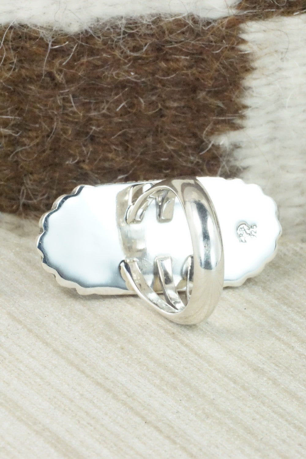 Turquoise & Sterling Silver Ring - Sheena Jack - Size 9