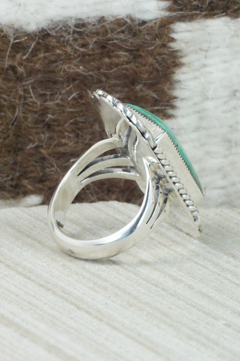 Turquoise & Sterling Silver Ring - Sheena Jack - Size 9