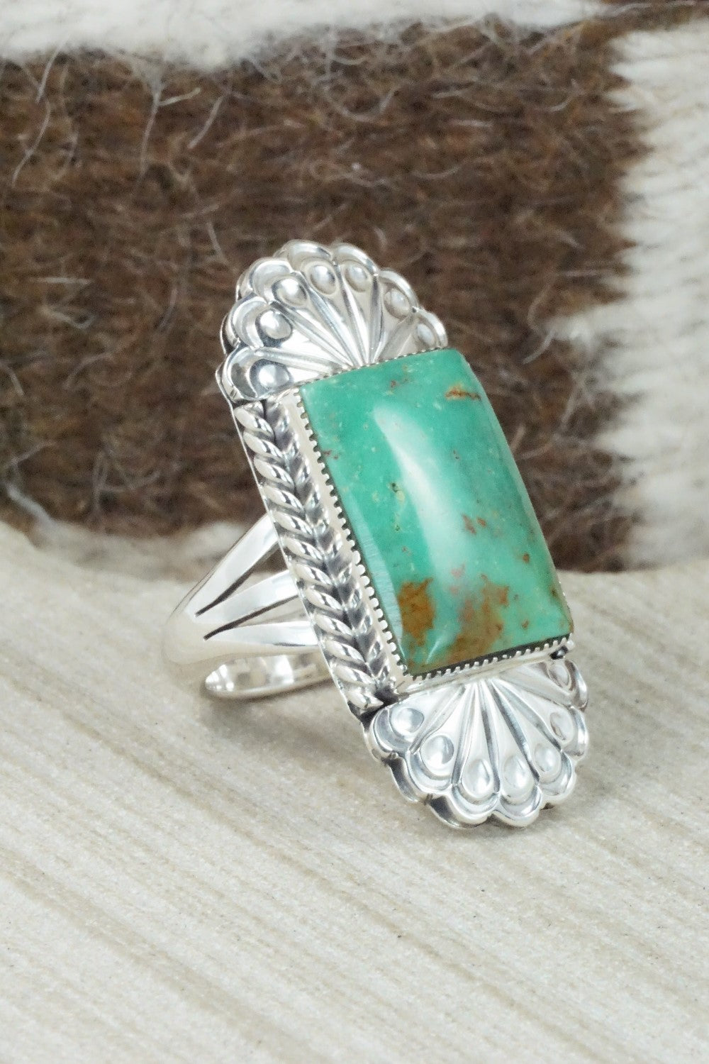 Turquoise & Sterling Silver Ring - Sheena Jack - Size 9
