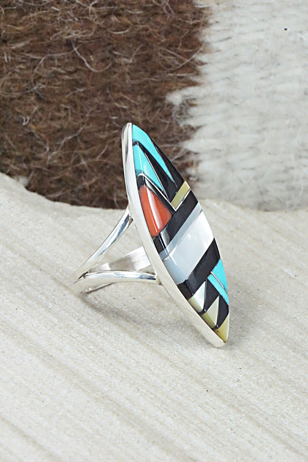 Multi Stone & Sterling Silver Ring - Cleo Kallestewa - Size 8
