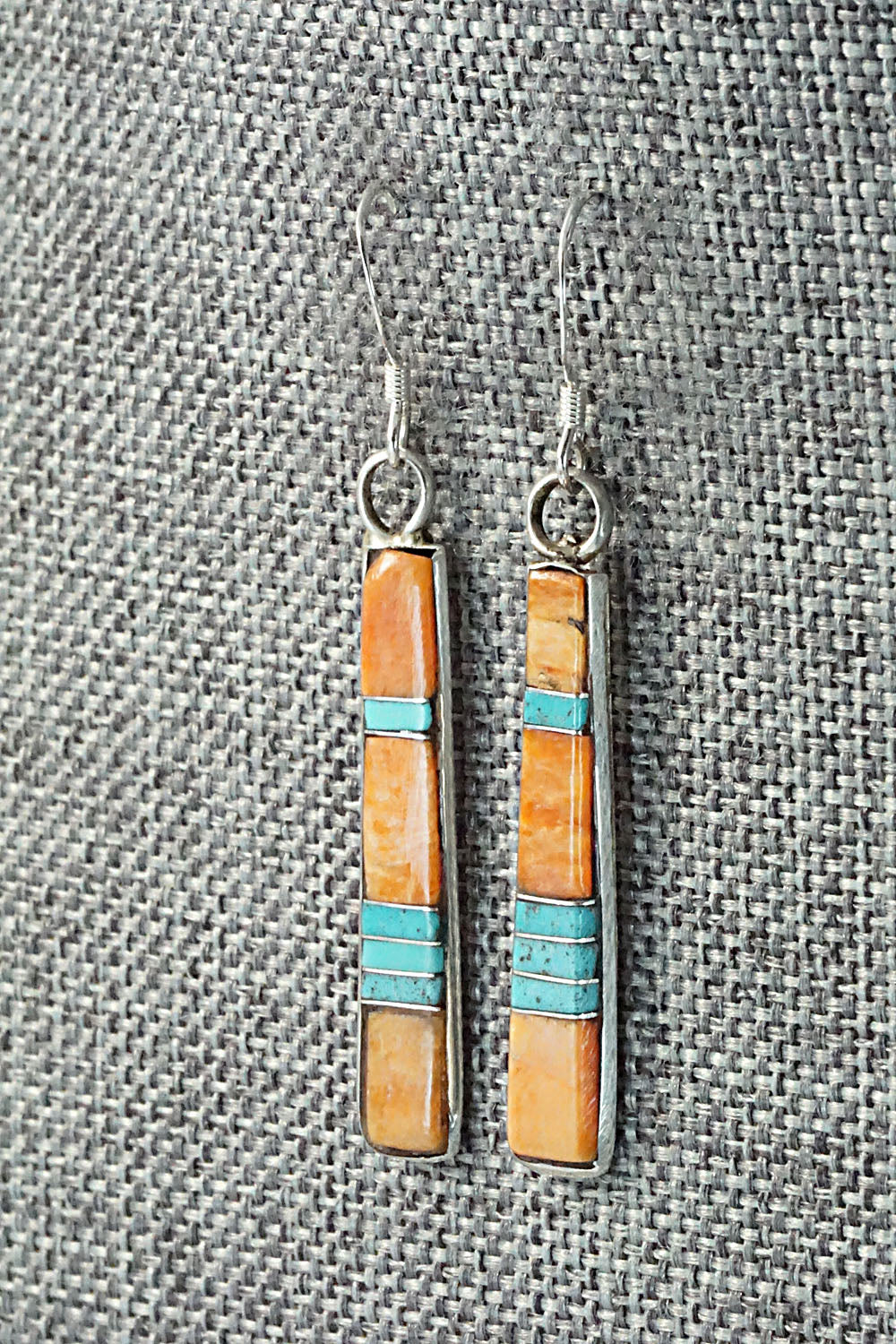 Spiny Oyster, Turquoise & Sterling Silver Earrings - Orlandy Laate