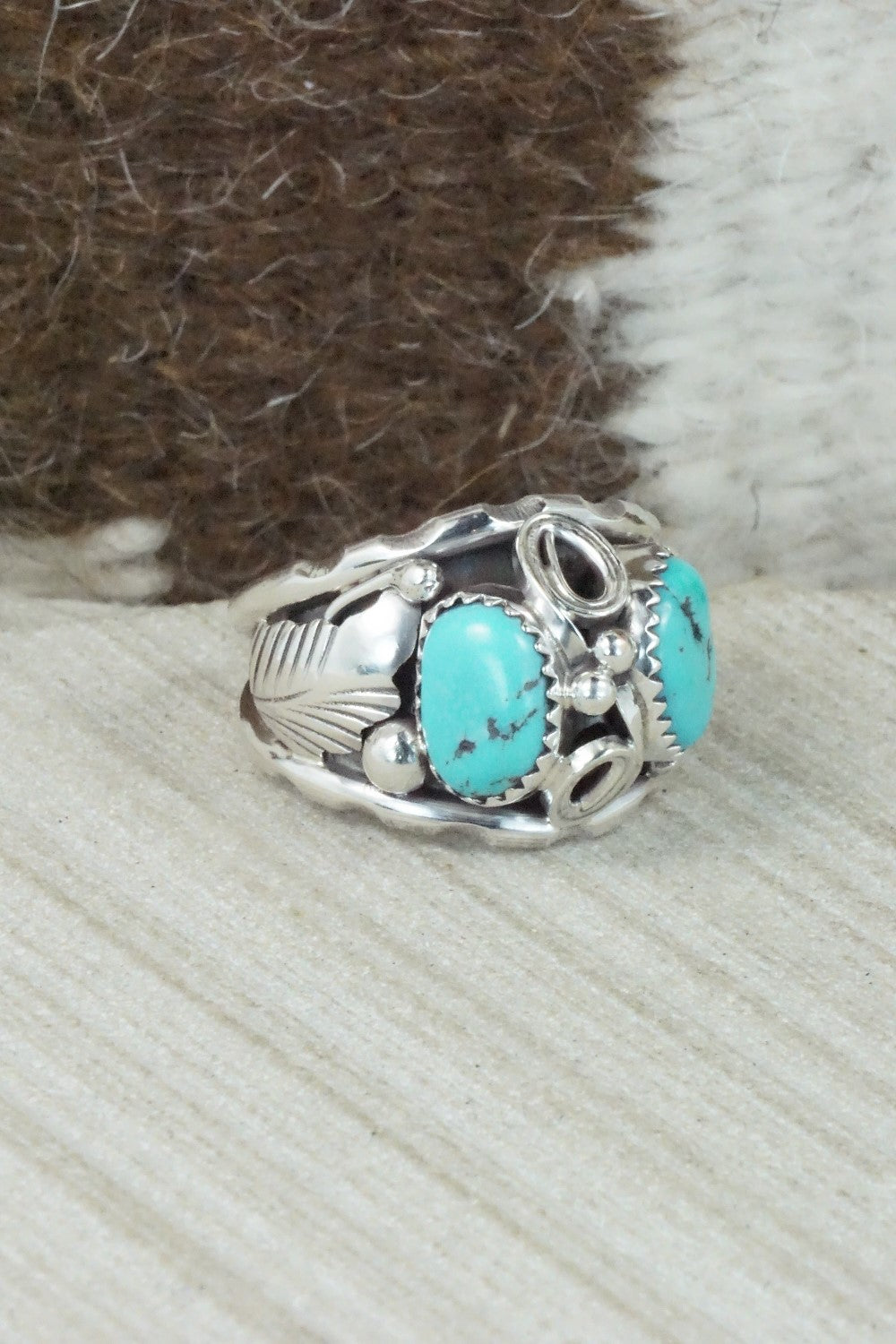 Turquoise & Sterling Silver Ring - Max Calladitto - Size 10