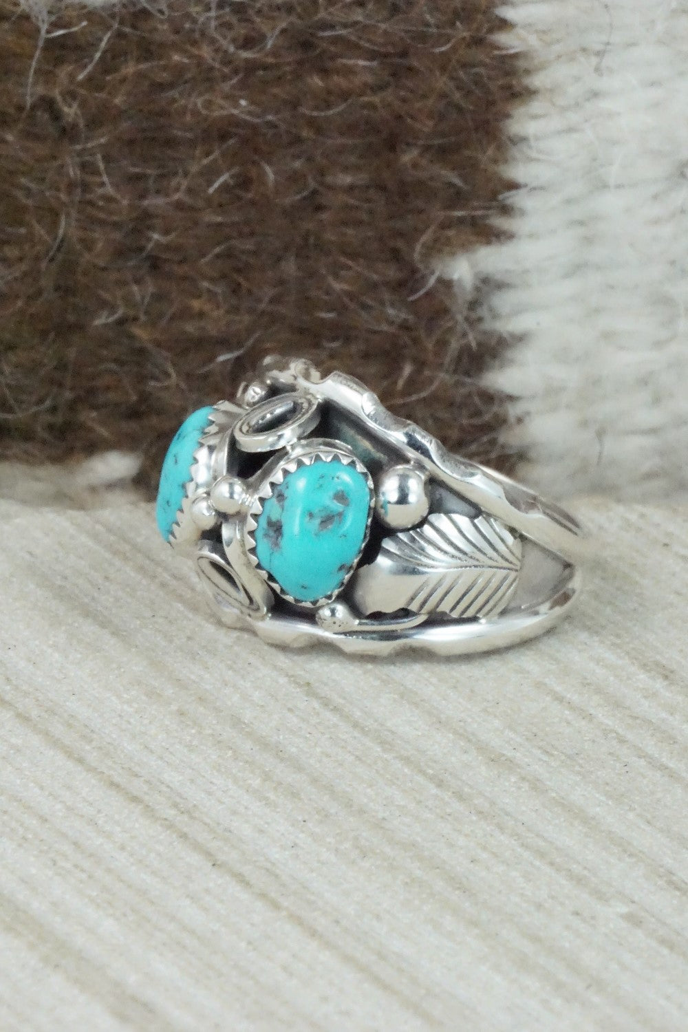 Turquoise & Sterling Silver Ring - Max Calladitto - Size 13