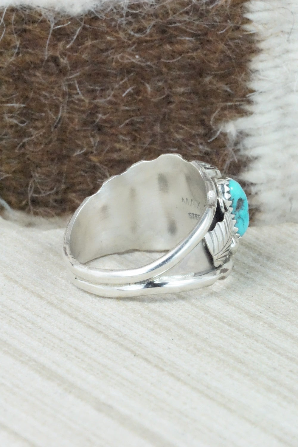 Turquoise & Sterling Silver Ring - Max Calladitto - Size 13