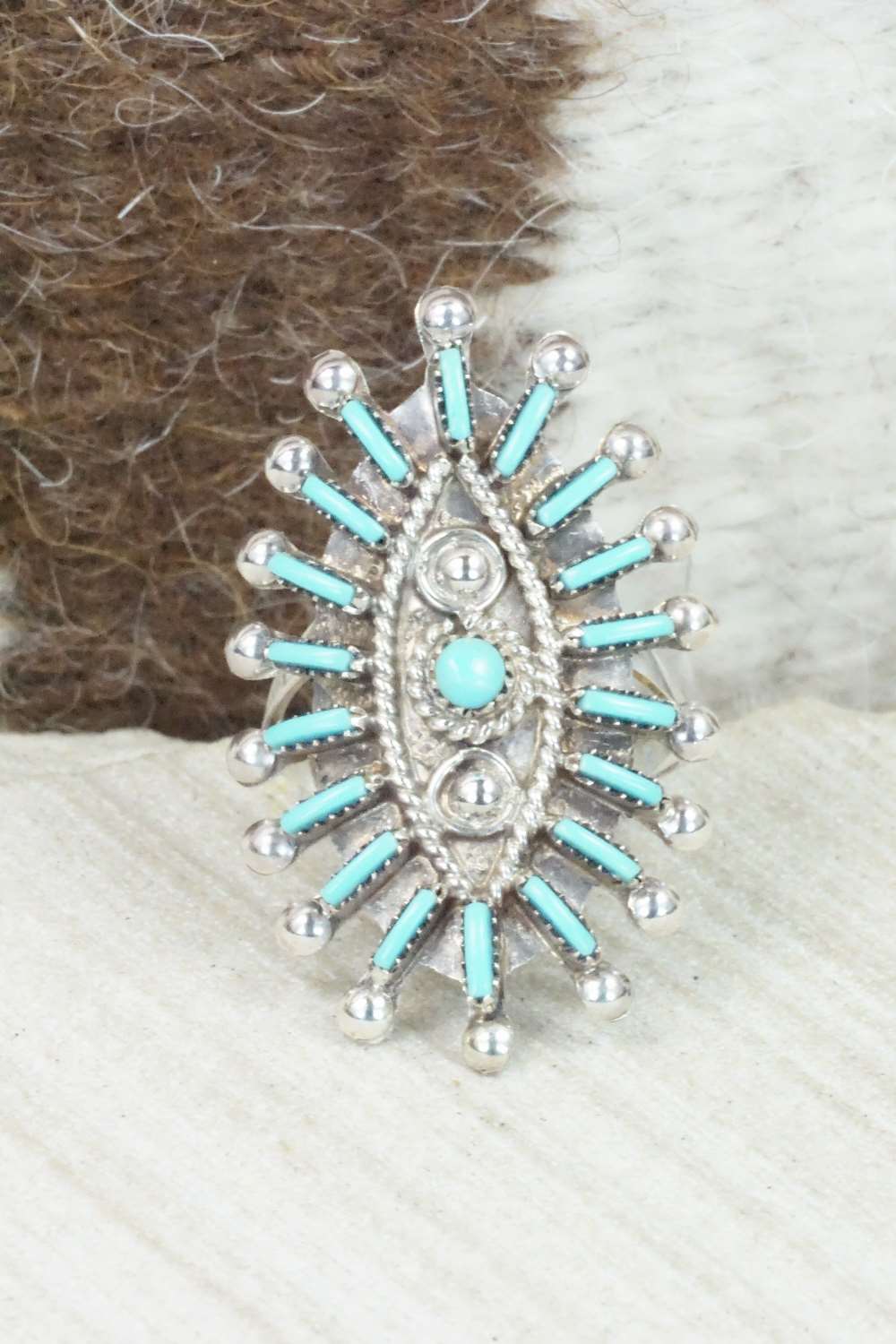 Turquoise & Sterling Silver Ring - Philander Gia - Size 8