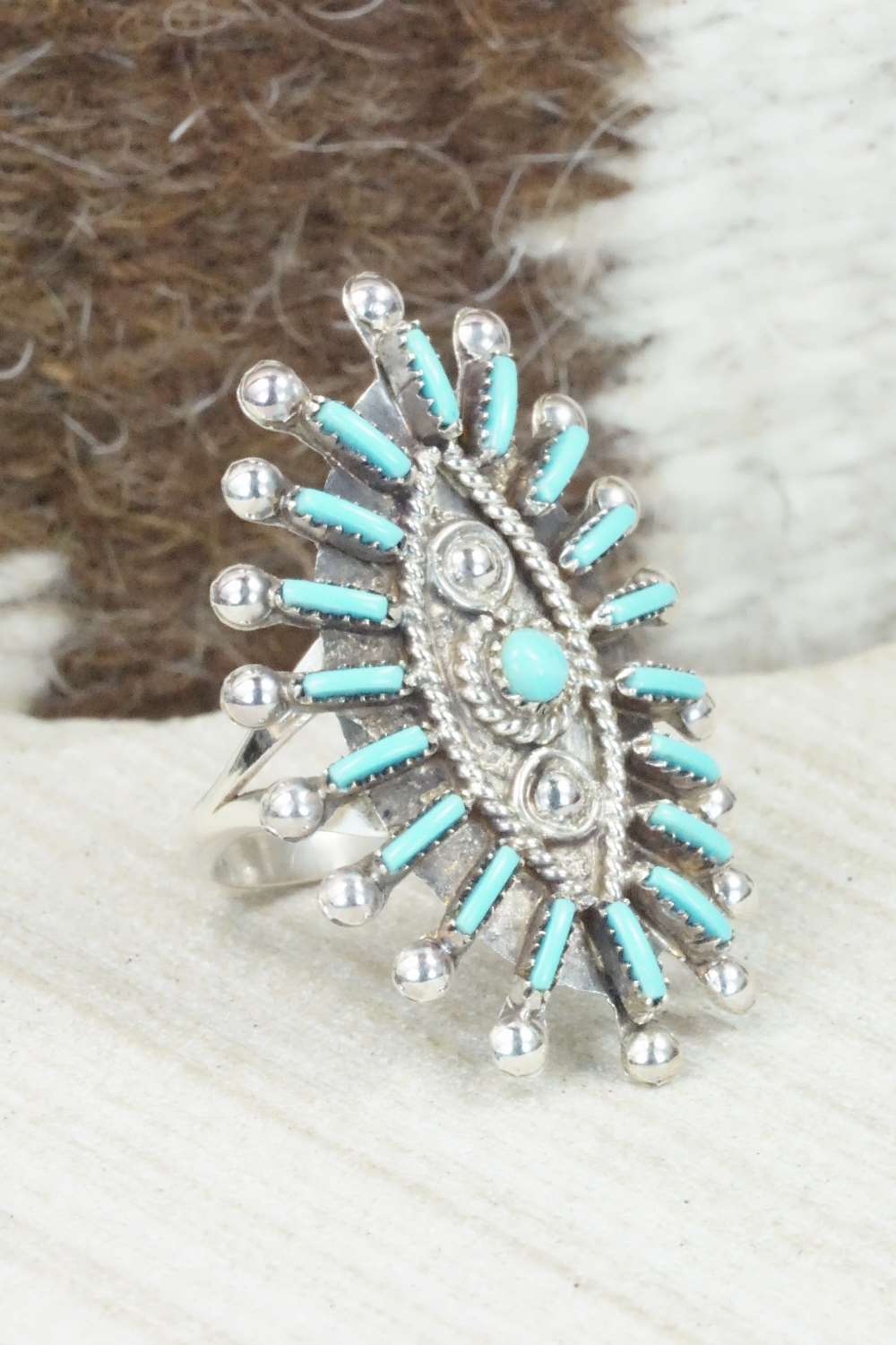 Turquoise & Sterling Silver Ring - Philander Gia - Size 6.5