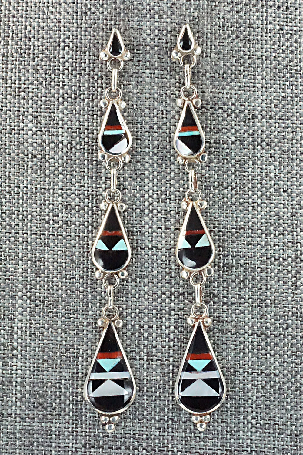 Multi Stone & Sterling Silver Earrings - David Boone