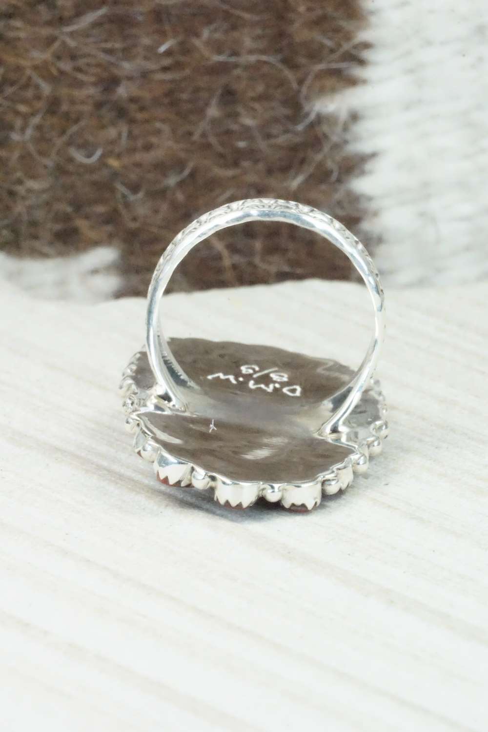Coral and Sterling Silver Ring - Donovan Wilson - Size 9.75