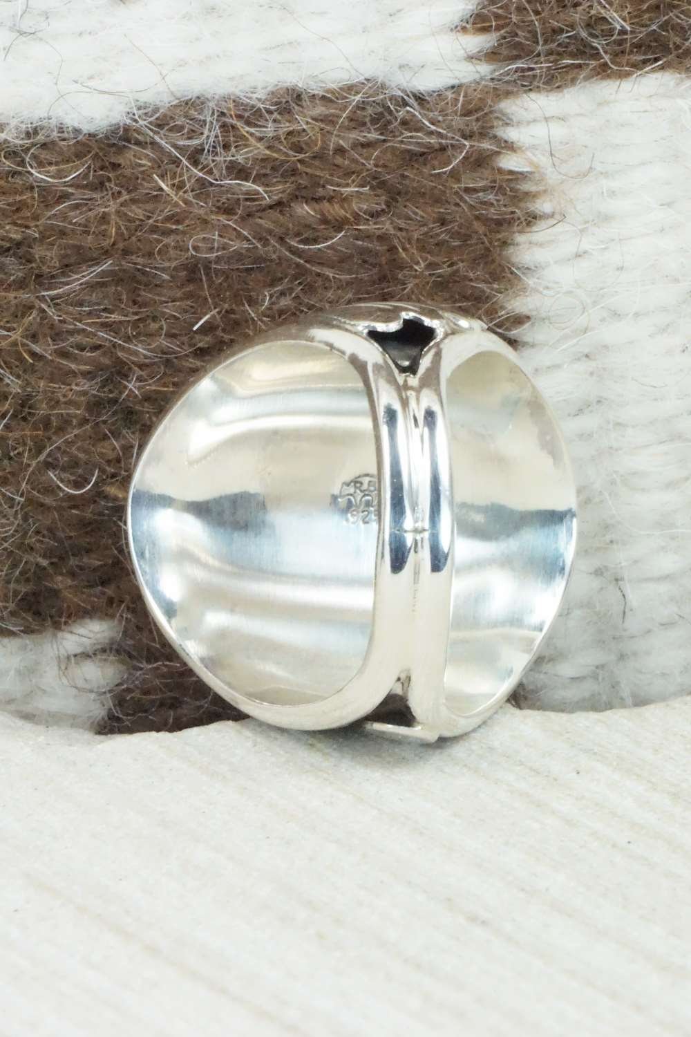 Turquoise, Coral and Sterling Silver Ring - Jeanette Calladitto - Size 13.25