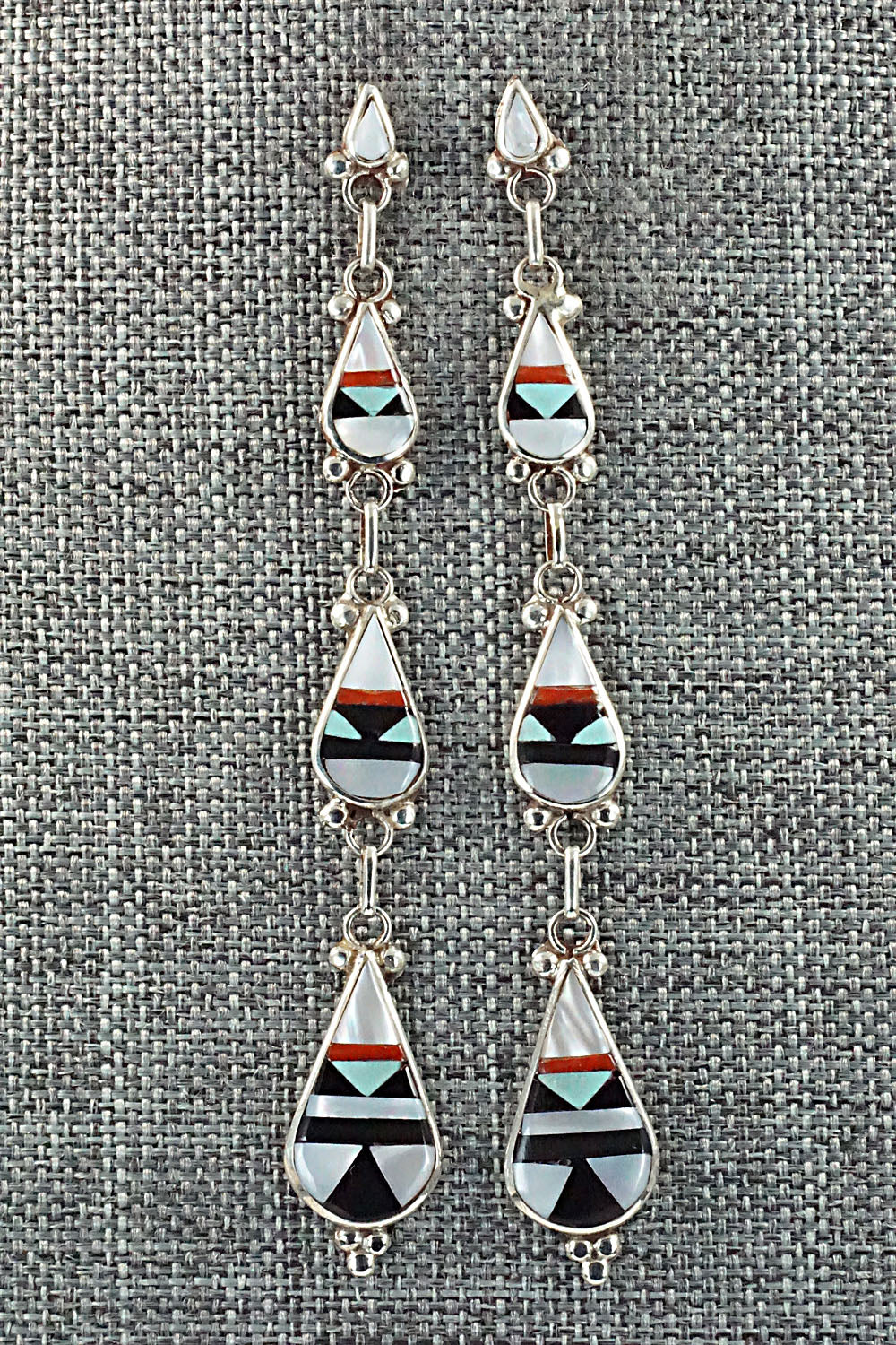 Multi Stone & Sterling Silver Earrings - David Boone