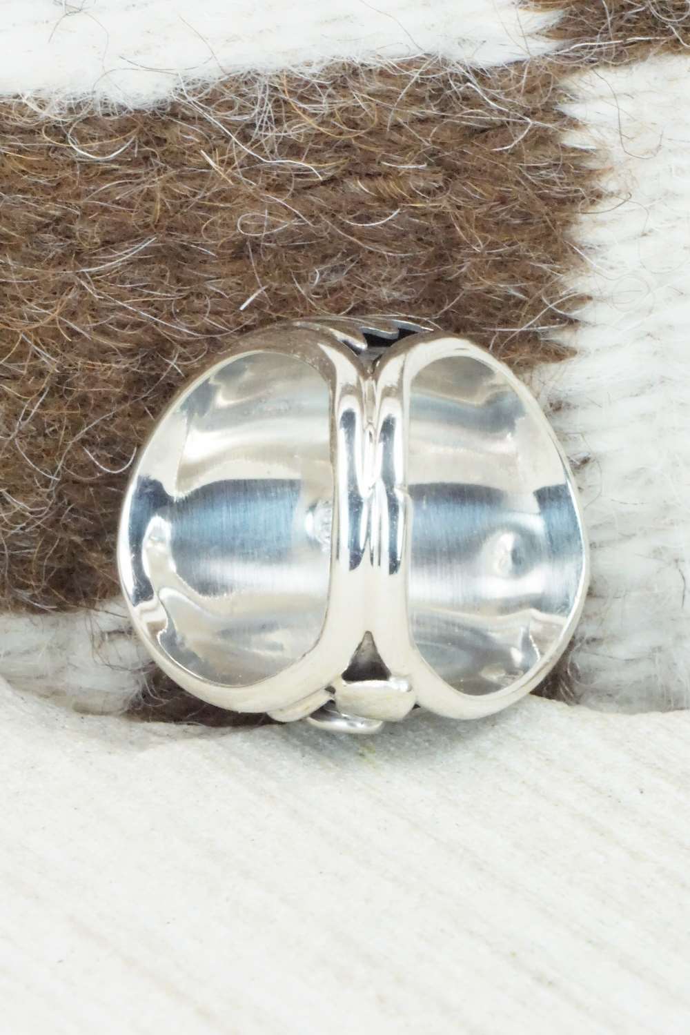 Turquoise, Coral and Sterling Silver Ring - Jeanette Calladitto - Size 10