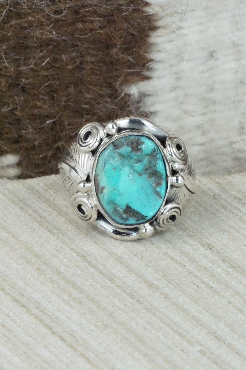 Turquoise & Sterling Silver Ring - Darrell Morgan - Size 9.75
