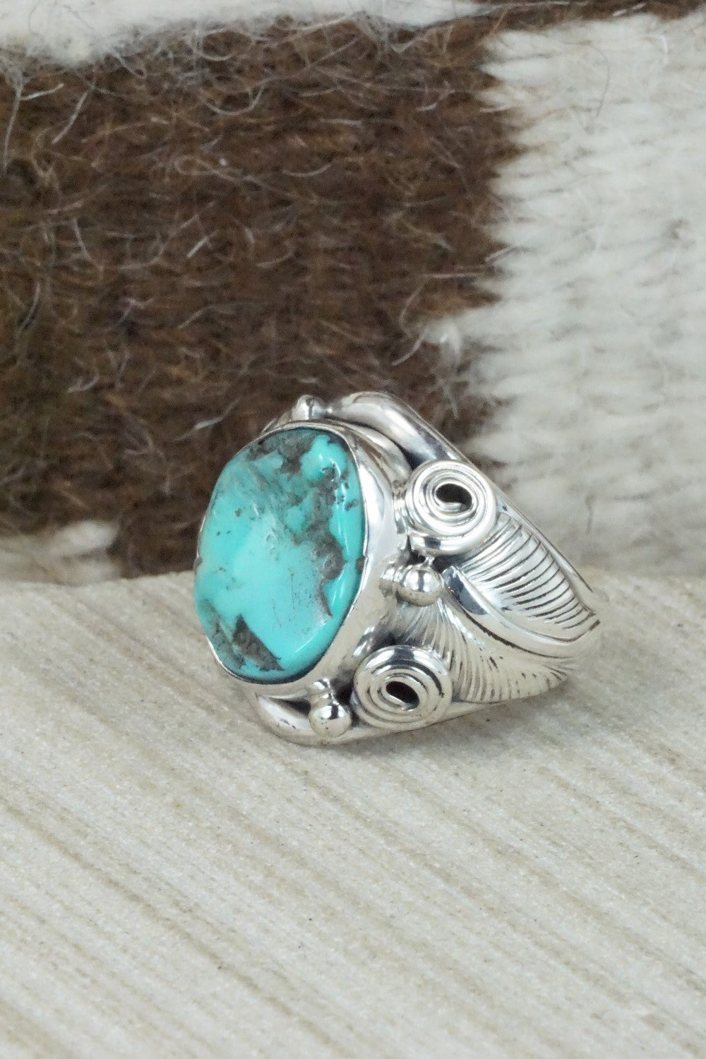 Turquoise & Sterling Silver Ring - Darrell Morgan - Size 9.75