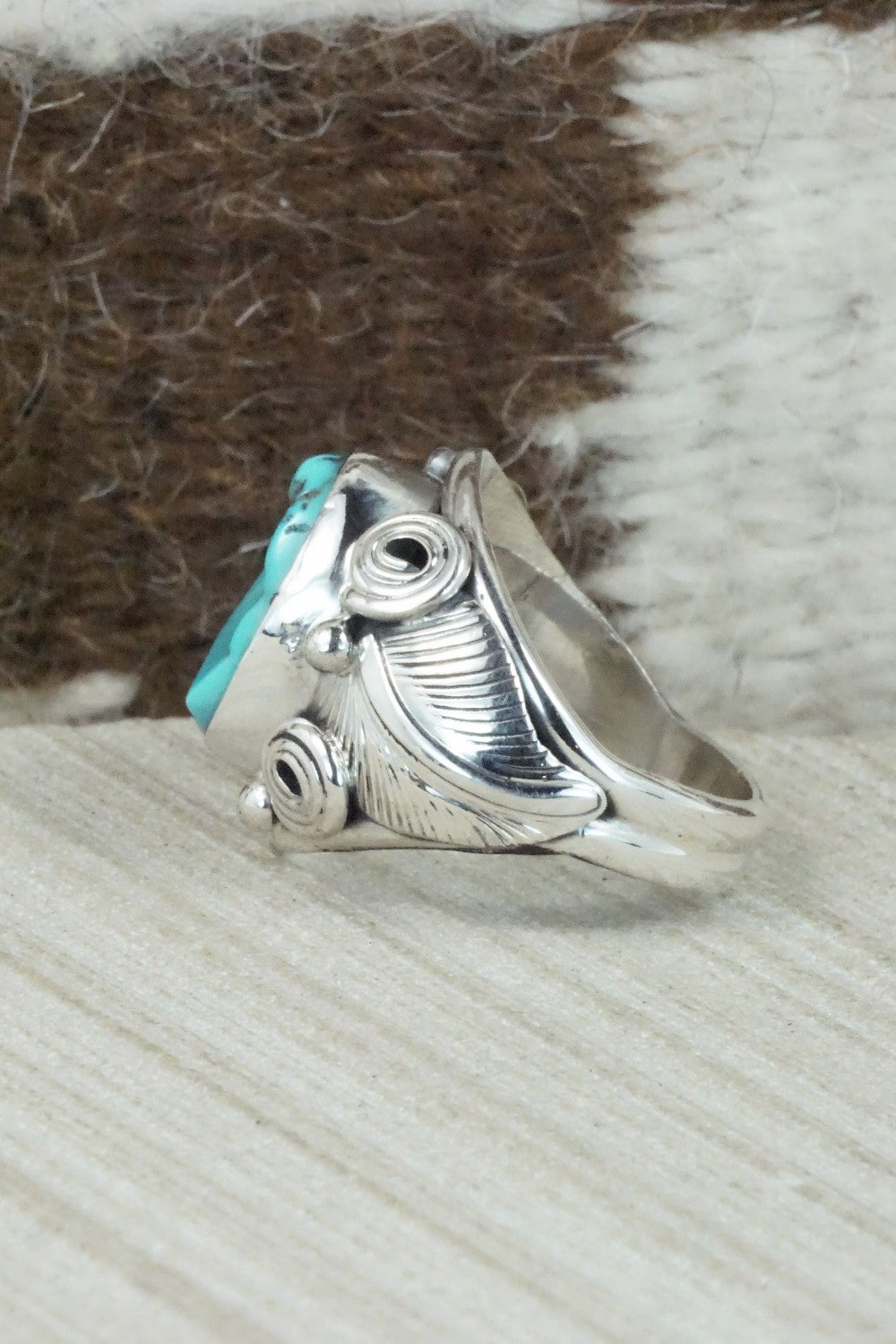 Turquoise & Sterling Silver Ring - Darrell Morgan - Size 9.75