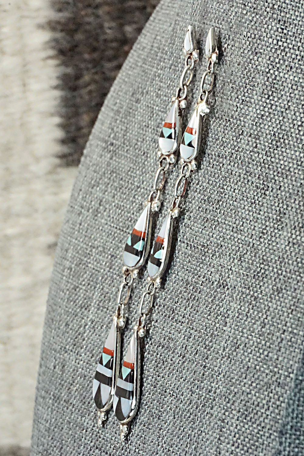 Multi Stone & Sterling Silver Earrings - David Boone