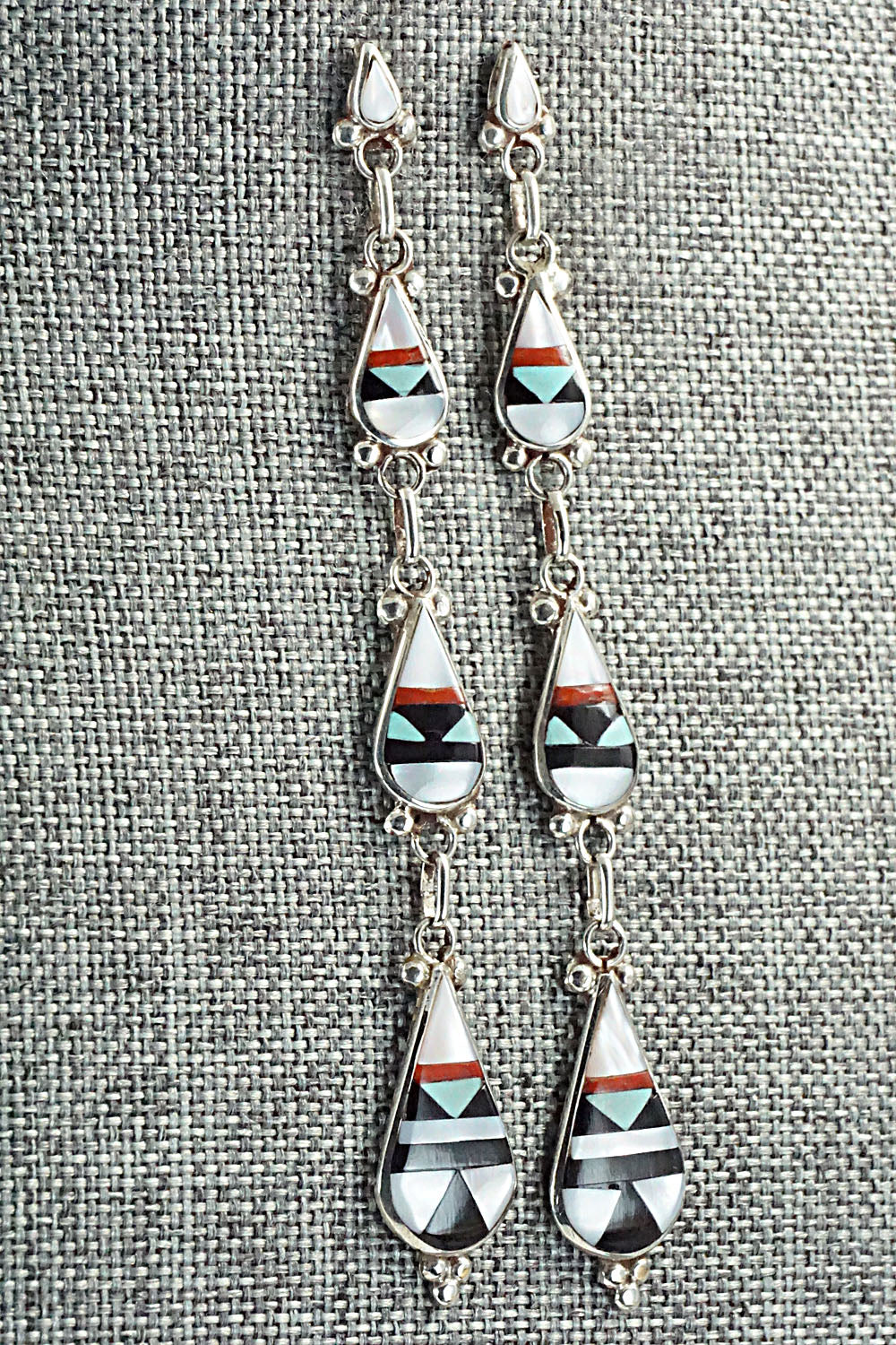 Multi Stone & Sterling Silver Earrings - David Boone