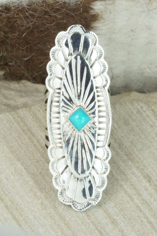 Turquoise and Sterling Silver Ring - Mike Smith - Size 6.5