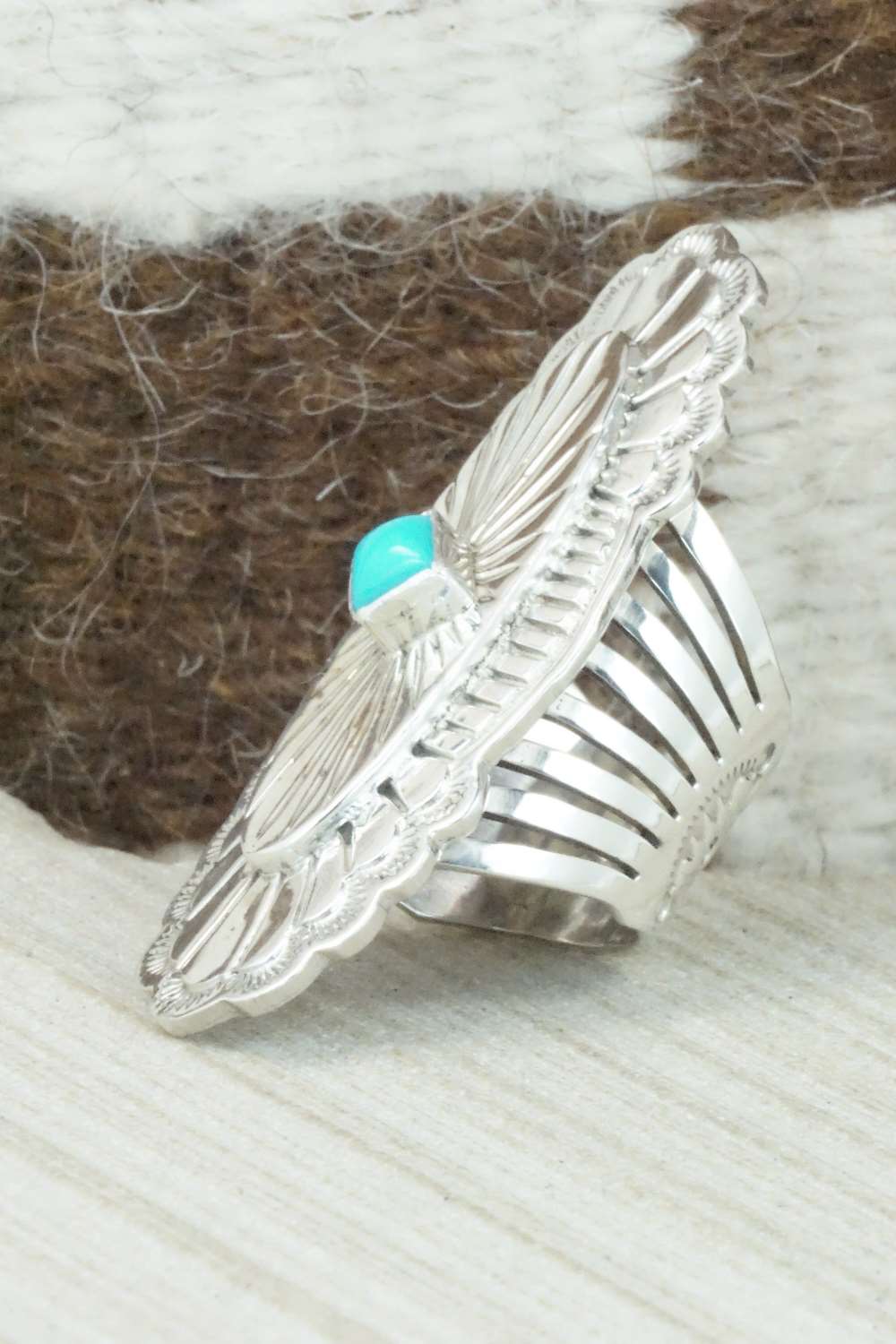 Turquoise and Sterling Silver Ring - Mike Smith - Size 6.5