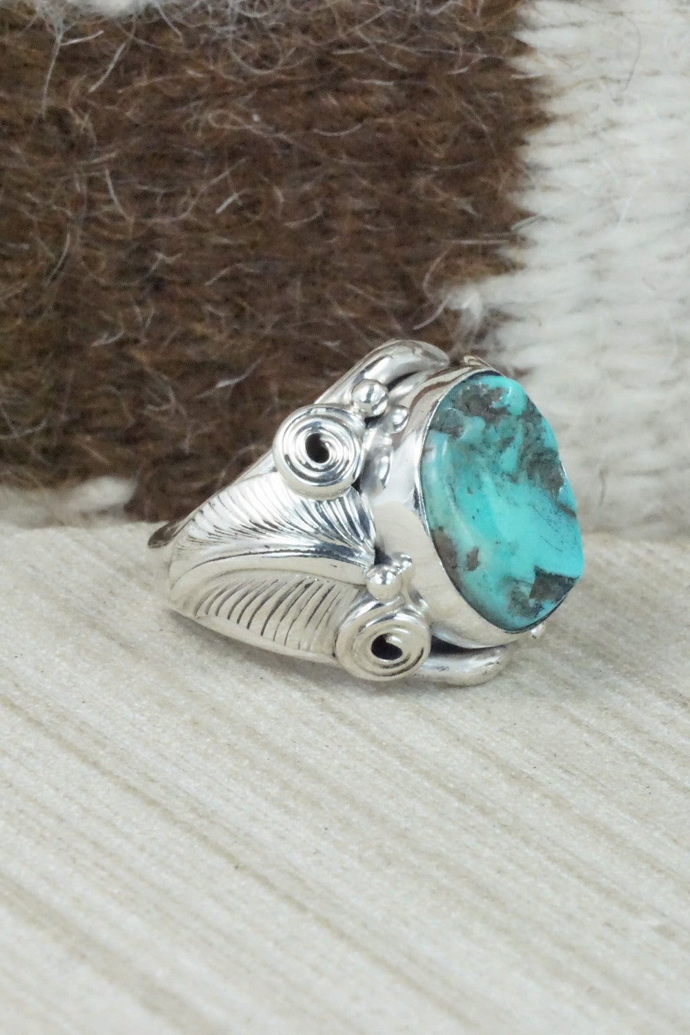 Turquoise & Sterling Silver Ring - Darrell Morgan - Size 9.75