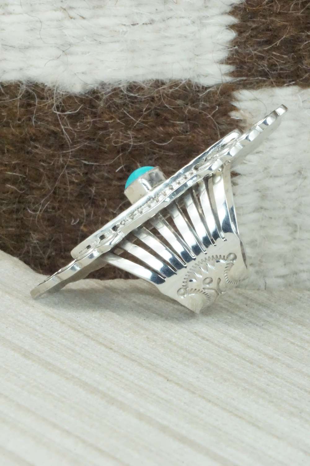 Turquoise and Sterling Silver Ring - Mike Smith - Size 6.5