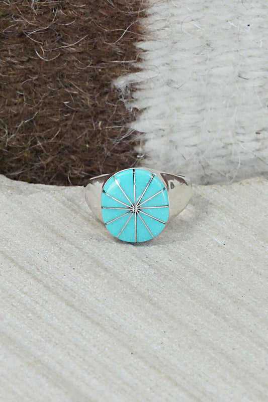 Turquoise & Sterling Silver Ring - Johnson Laweka - Size 5.5
