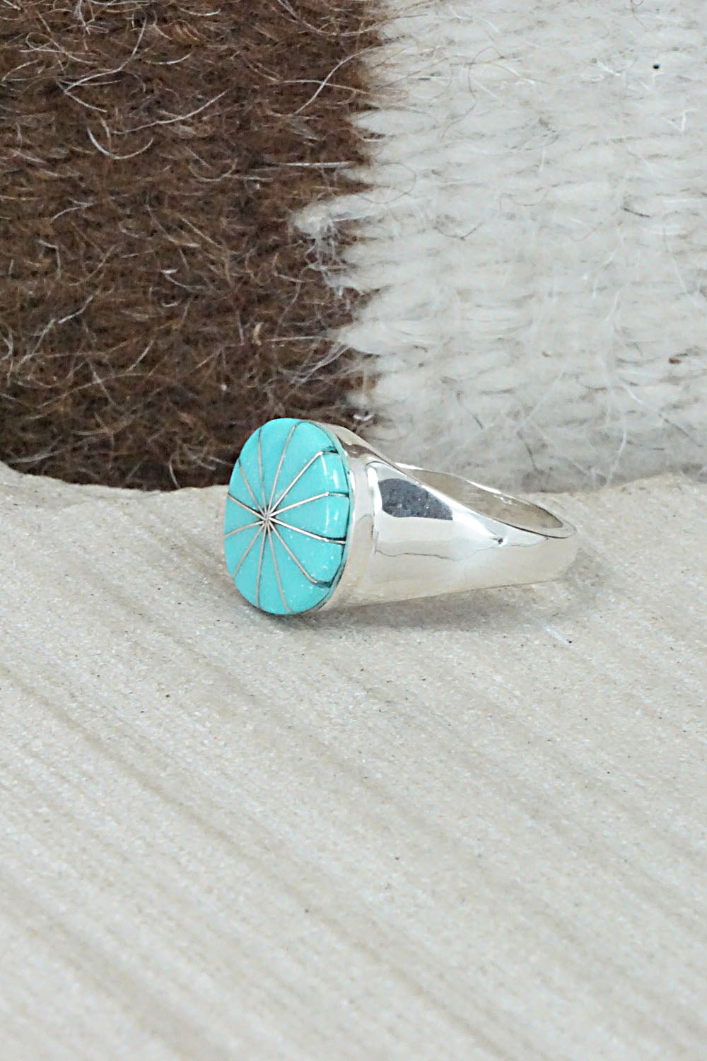 Turquoise & Sterling Silver Ring - Johnson Laweka - Size 5.5