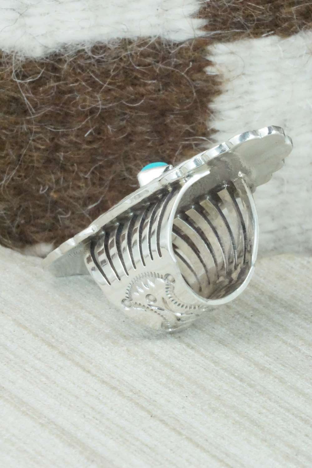 Turquoise and Sterling Silver Ring - Mike Smith - Size 6.5